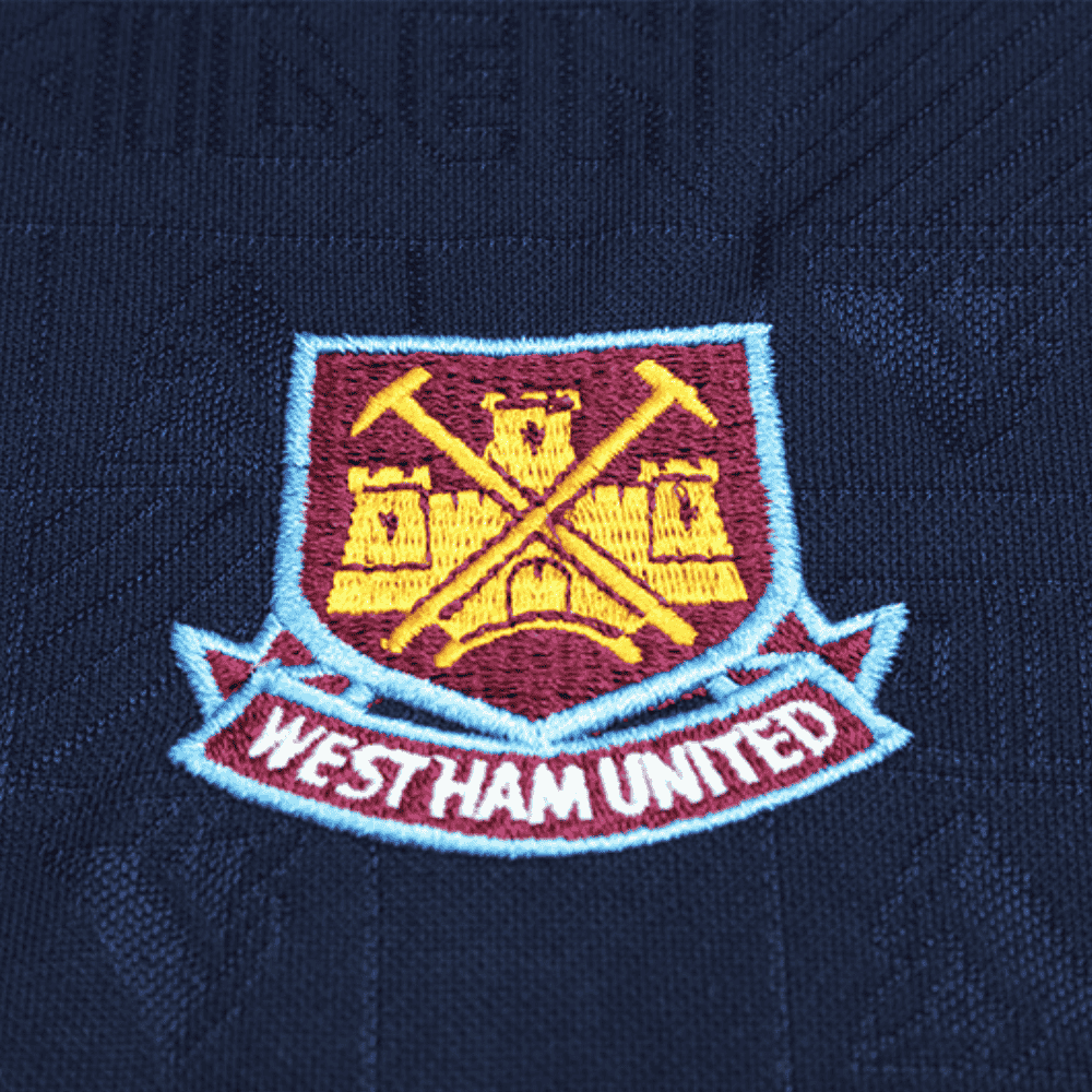 Camisa Futebol Retrô Collab West Ham x Iron Maiden 1999/2001 Torcedor Azul e Vermelha Masculina