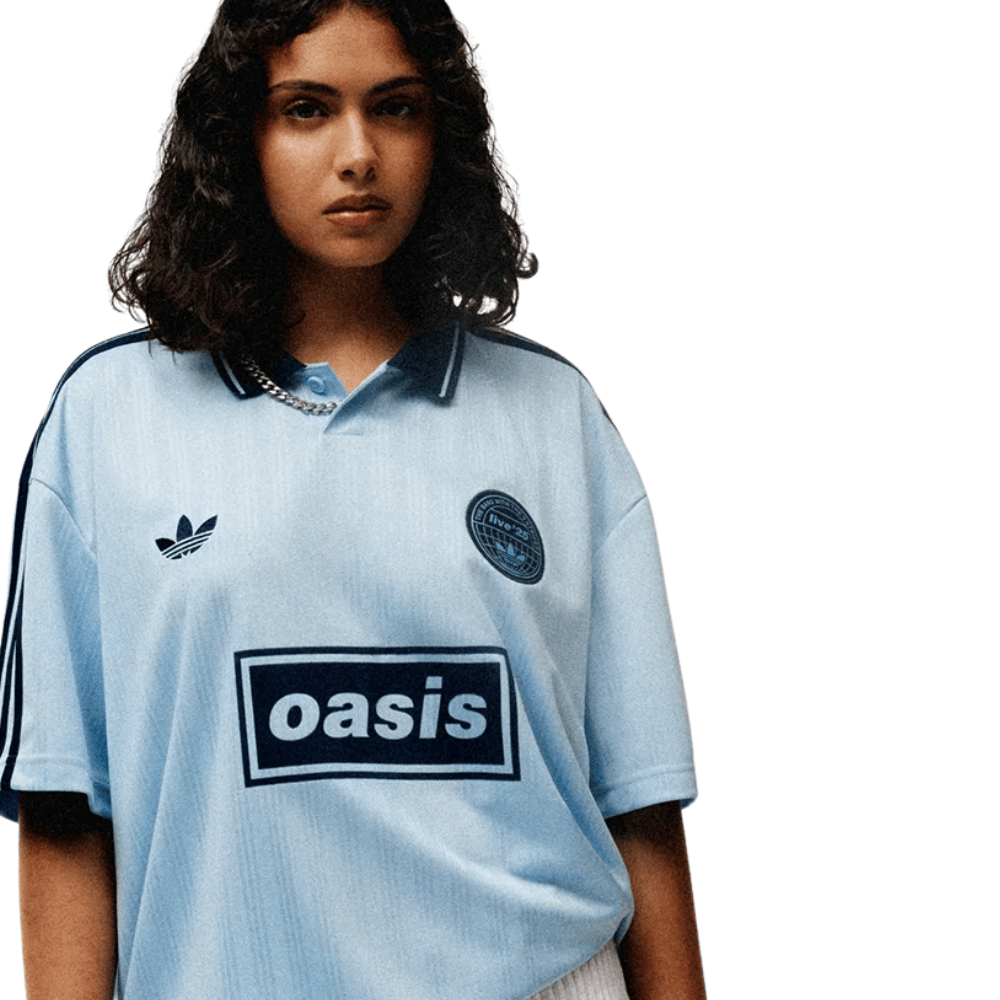 Camisa Futebol Comemorativa Live 25 Oasis x Adidas Torcedor Azul Céu Masculina