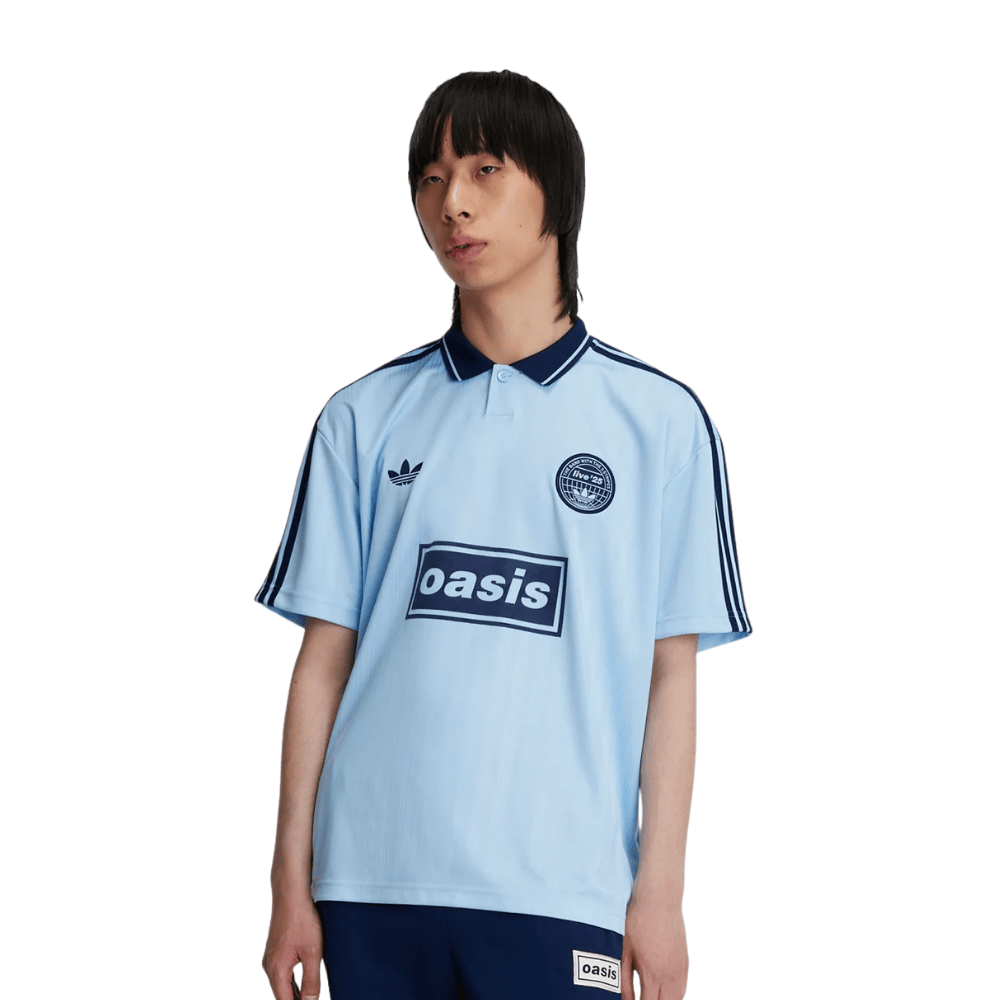 Camisa Futebol Comemorativa Live 25 Oasis x Adidas Torcedor Azul Céu Masculina