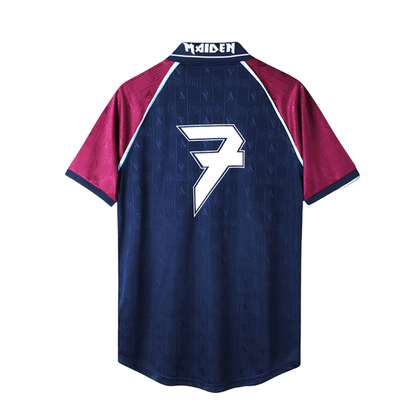 Camisa Futebol Retrô Collab West Ham x Iron Maiden 1999/2001 Torcedor Azul e Vermelha Masculina