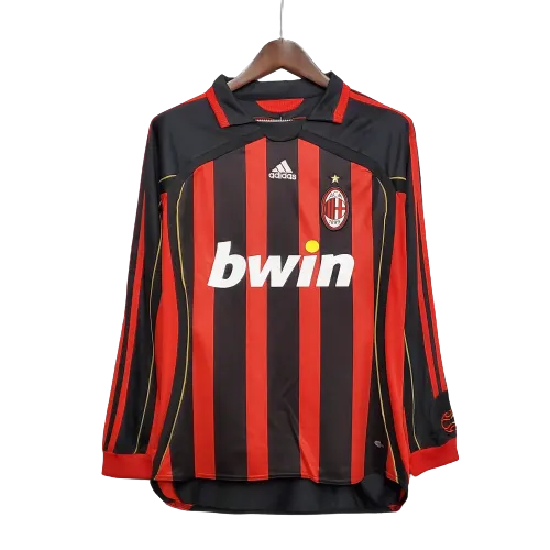 Camisa Futebol Manga Longa Retrô AC Milan 06/07 Torcedor Listrada Masculino