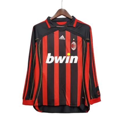 Camisa Futebol Manga Longa Retrô AC Milan 06/07 Torcedor Listrada Masculino