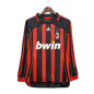 Camisa Futebol Manga Longa Retrô AC Milan 06/07 Torcedor Listrada Masculino