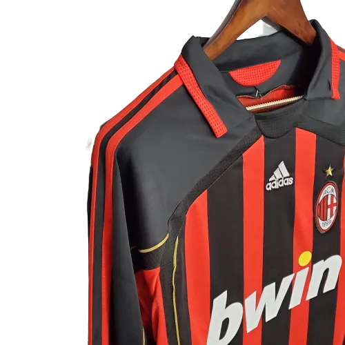 Camisa Futebol Manga Longa Retrô AC Milan 06/07 Torcedor Listrada Masculino