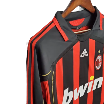 Camisa Futebol Manga Longa Retrô AC Milan 06/07 Torcedor Listrada Masculino